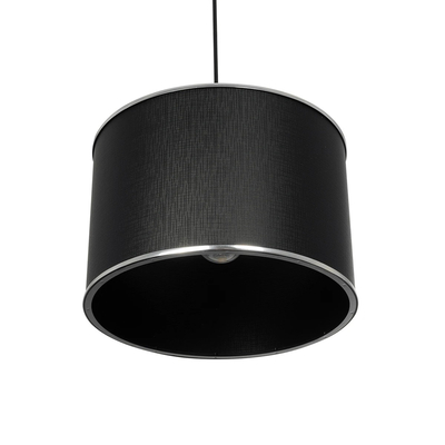 GloboStar® ELECTRA 203-0111 Μοντέρνο Κρεμαστό Φωτιστικό Καπέλο Μονόφωτο 1 x E27 IP20 Mαύρο Ύφασμα με Ασημί Μέταλλο - Μ30 x Π30 x Υ23cm