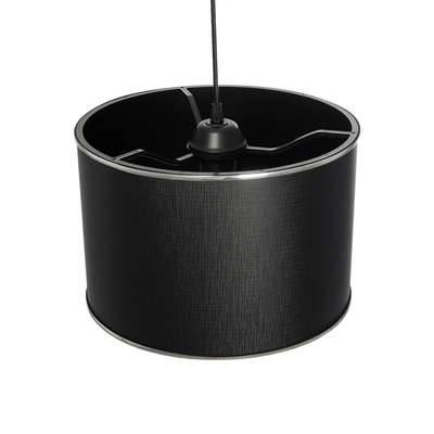 GloboStar® ELECTRA 203-0111 Μοντέρνο Κρεμαστό Φωτιστικό Καπέλο Μονόφωτο 1 x E27 IP20 Mαύρο Ύφασμα με Ασημί Μέταλλο - Μ30 x Π30 x Υ23cm