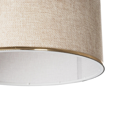 GloboStar® ELECTRA 203-0112 Μοντέρνο Κρεμαστό Φωτιστικό Καπέλο Μονόφωτο 1 x E27 IP20 Mπεζ Ύφασμα με Χρυσό Μέταλλο - Μ30 x Π30 x Υ23cm