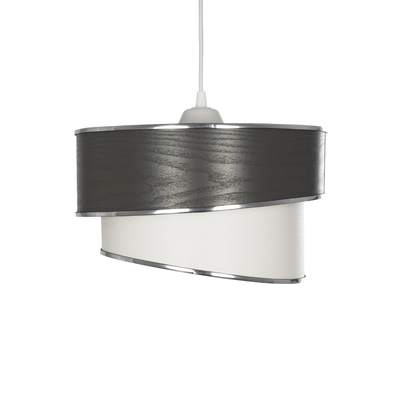 GloboStar® SONIA 203-0116 Μοντέρνο Κρεμαστό Φωτιστικό Καπέλο Μονόφωτο 1 x E27 IP20 Σκούρο Γκρι & Λευκό Ύφασμα με Ασημί Λεπτομέρεια - Μ30 x Π30 x Υ90 cm