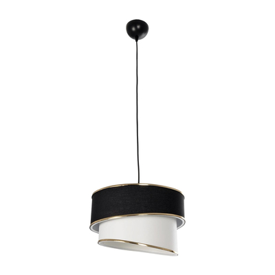 GloboStar® SONIA 203-0120 Μοντέρνο Κρεμαστό Φωτιστικό Καπέλο Μονόφωτο 1 x E27 IP20 Μαύρο & ΑσπροΎφασμα - Μ30 x Π30 x Υ90 cm