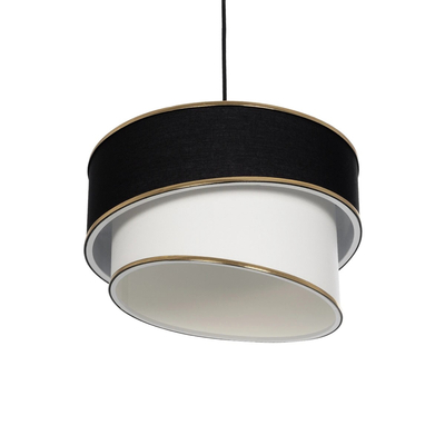 GloboStar® SONIA 203-0120 Μοντέρνο Κρεμαστό Φωτιστικό Καπέλο Μονόφωτο 1 x E27 IP20 Μαύρο & ΑσπροΎφασμα - Μ30 x Π30 x Υ90 cm