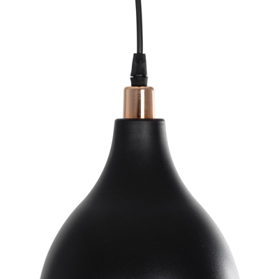 GloboStar® RADE 203-0124 Μοντέρνο Κρεμαστό Φωτιστικό Καμπάνα Μονόφωτο 1 x E27 IP20 Μαύρο με Χρυσό Πλαστικό - Μ17.5 x Π17.5 x Υ56cm