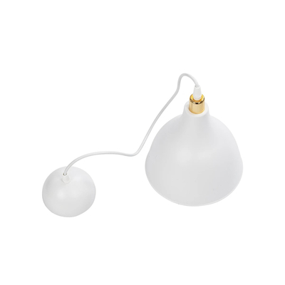 GloboStar® RADE 203-0125 Μοντέρνο Κρεμαστό Φωτιστικό Καμπάνα Μονόφωτο 1 x E27 IP20 Λευκό με Χρυσό Πλαστικό - Μ17.5 x Π17.5 x Υ56cm