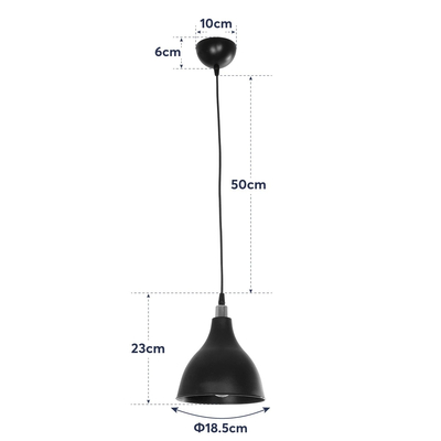 GloboStar® RADE 203-0126 Μοντέρνο Κρεμαστό Φωτιστικό Καμπάνα Μονόφωτο 1 x E27 IP20 Λευκό με Ασημί Πλαστικό - Μ17.5 x Π17.5 x Υ56cm