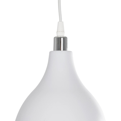 GloboStar® RADE 203-0126 Μοντέρνο Κρεμαστό Φωτιστικό Καμπάνα Μονόφωτο 1 x E27 IP20 Λευκό με Ασημί Πλαστικό - Μ17.5 x Π17.5 x Υ56cm
