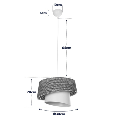 GloboStar® ALINA 203-0129 Μοντέρνο Κρεμαστό Φωτιστικό Καπέλο Μονόφωτο 1 x E27 IP20 Καφέ & Μπεζ Ύφασμα - Μ30 x Π30 x Υ93cm