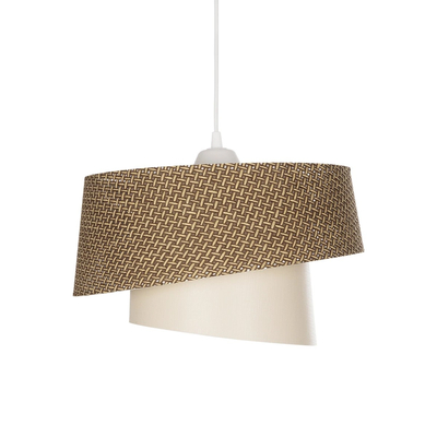 GloboStar® ALINA 203-0129 Μοντέρνο Κρεμαστό Φωτιστικό Καπέλο Μονόφωτο 1 x E27 IP20 Καφέ & Μπεζ Ύφασμα - Μ30 x Π30 x Υ93cm
