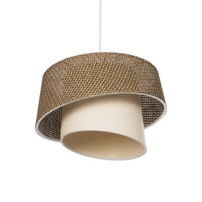 GloboStar® ALINA 203-0129 Μοντέρνο Κρεμαστό Φωτιστικό Καπέλο Μονόφωτο 1 x E27 IP20 Καφέ & Μπεζ Ύφασμα - Μ30 x Π30 x Υ93cm