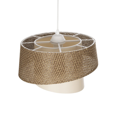 GloboStar® ALINA 203-0129 Μοντέρνο Κρεμαστό Φωτιστικό Καπέλο Μονόφωτο 1 x E27 IP20 Καφέ & Μπεζ Ύφασμα - Μ30 x Π30 x Υ93cm