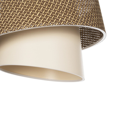 GloboStar® ALINA 203-0129 Μοντέρνο Κρεμαστό Φωτιστικό Καπέλο Μονόφωτο 1 x E27 IP20 Καφέ & Μπεζ Ύφασμα - Μ30 x Π30 x Υ93cm