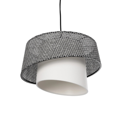 GloboStar® ALINA 203-0130 Μοντέρνο Κρεμαστό Φωτιστικό Καπέλο Μονόφωτο 1 x E27 IP20 Γκρι & Λευκό Ύφασμα - Μ30 x Π30 x Υ93cm