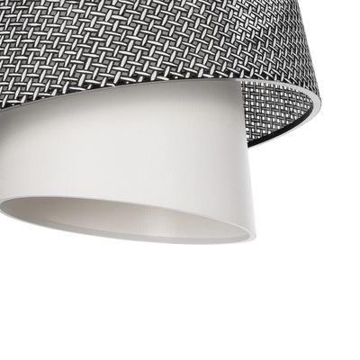 GloboStar® ALINA 203-0130 Μοντέρνο Κρεμαστό Φωτιστικό Καπέλο Μονόφωτο 1 x E27 IP20 Γκρι & Λευκό Ύφασμα - Μ30 x Π30 x Υ93cm