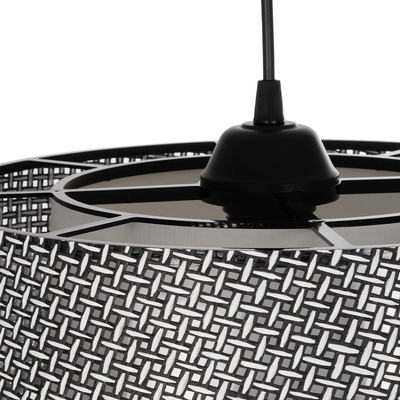 GloboStar® ALINA 203-0130 Μοντέρνο Κρεμαστό Φωτιστικό Καπέλο Μονόφωτο 1 x E27 IP20 Γκρι & Λευκό Ύφασμα - Μ30 x Π30 x Υ93cm