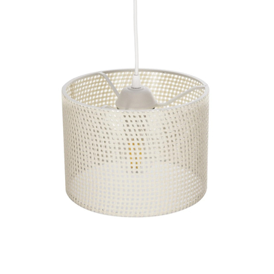 GloboStar® CLAIRIE 203-0134 Μοντέρνο Κρεμαστό Φωτιστικό Καπέλο Μονόφωτο 1 x E27 IP20 Λευκό Ύφασμα - Μ22 x Π22 x Υ93cm