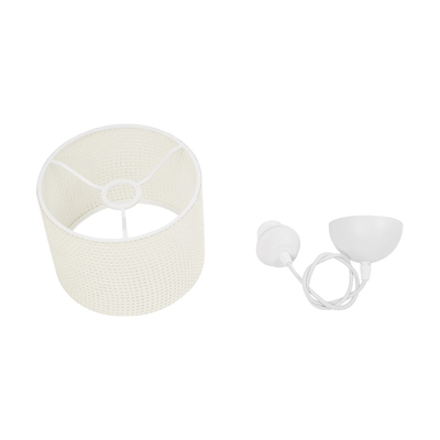 GloboStar® CLAIRIE 203-0134 Μοντέρνο Κρεμαστό Φωτιστικό Καπέλο Μονόφωτο 1 x E27 IP20 Λευκό Ύφασμα - Μ22 x Π22 x Υ93cm