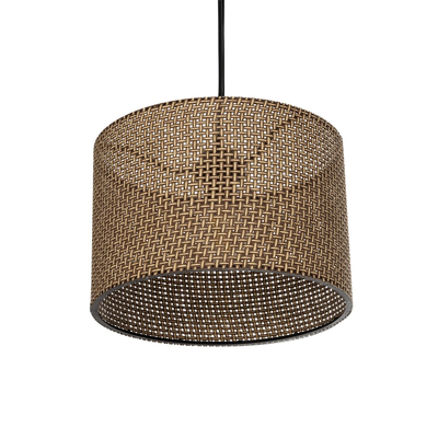 GloboStar® CLAIRIE 203-0135 Μοντέρνο Κρεμαστό Φωτιστικό Καπέλο Μονόφωτο 1 x E27 IP20 Καφέ Ύφασμα - Μ30 x Π30 x Υ93cm