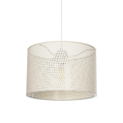 GloboStar® CLAIRIE 203-0137 Μοντέρνο Κρεμαστό Φωτιστικό Καπέλο Μονόφωτο 1 x E27 IP20 Λευκό Ύφασμα - Μ30 x Π30 x Υ93cm