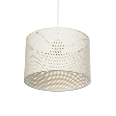 GloboStar® CLAIRIE 203-0137 Μοντέρνο Κρεμαστό Φωτιστικό Καπέλο Μονόφωτο 1 x E27 IP20 Λευκό Ύφασμα - Μ30 x Π30 x Υ93cm