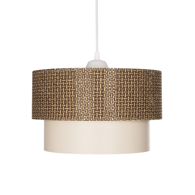 GloboStar® SISSIE 203-0138 Μοντέρνο Κρεμαστό Φωτιστικό Καπέλο Μονόφωτο 1 x E27 IP20 Καφέ & Μπεζ Ύφασμα - Μ30 x Π30 x Υ93cm
