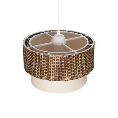GloboStar® SISSIE 203-0138 Μοντέρνο Κρεμαστό Φωτιστικό Καπέλο Μονόφωτο 1 x E27 IP20 Καφέ & Μπεζ Ύφασμα - Μ30 x Π30 x Υ93cm