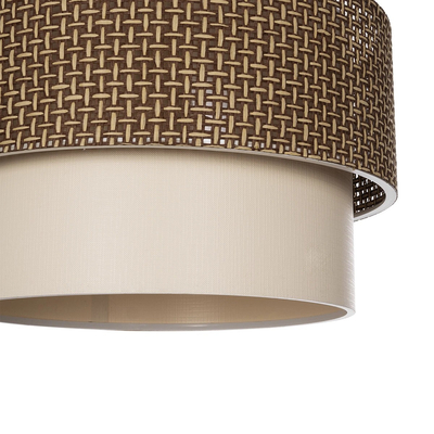 GloboStar® SISSIE 203-0138 Μοντέρνο Κρεμαστό Φωτιστικό Καπέλο Μονόφωτο 1 x E27 IP20 Καφέ & Μπεζ Ύφασμα - Μ30 x Π30 x Υ93cm