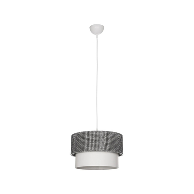 GloboStar® SISSIE 203-0139 Μοντέρνο Κρεμαστό Φωτιστικό Καπέλο Μονόφωτο 1 x E27 IP20 Μαύρο & Λευκό Ύφασμα - Μ30 x Π30 x Υ93cm