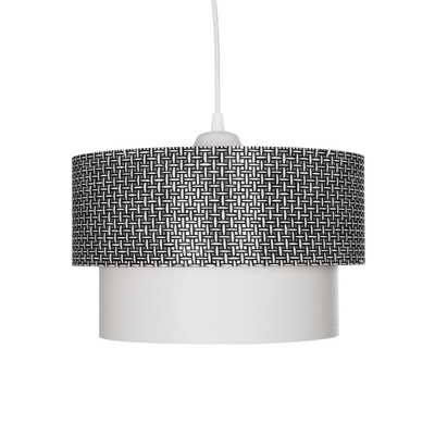 GloboStar® SISSIE 203-0139 Μοντέρνο Κρεμαστό Φωτιστικό Καπέλο Μονόφωτο 1 x E27 IP20 Μαύρο & Λευκό Ύφασμα - Μ30 x Π30 x Υ93cm