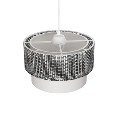 GloboStar® SISSIE 203-0139 Μοντέρνο Κρεμαστό Φωτιστικό Καπέλο Μονόφωτο 1 x E27 IP20 Μαύρο & Λευκό Ύφασμα - Μ30 x Π30 x Υ93cm