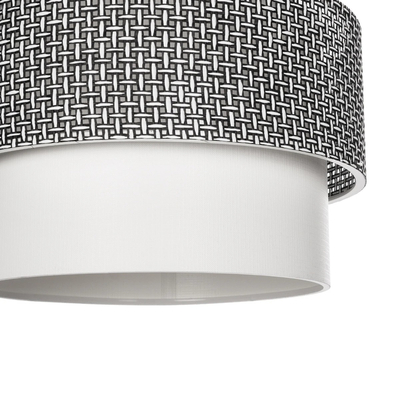 GloboStar® SISSIE 203-0139 Μοντέρνο Κρεμαστό Φωτιστικό Καπέλο Μονόφωτο 1 x E27 IP20 Μαύρο & Λευκό Ύφασμα - Μ30 x Π30 x Υ93cm