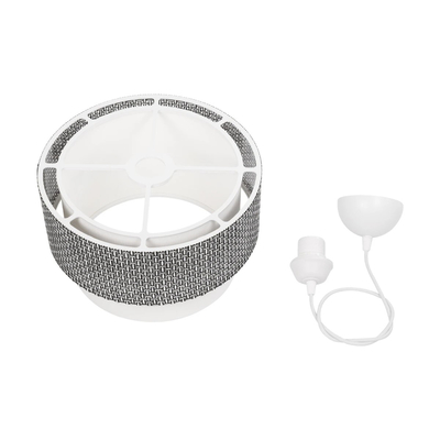 GloboStar® SISSIE 203-0139 Μοντέρνο Κρεμαστό Φωτιστικό Καπέλο Μονόφωτο 1 x E27 IP20 Μαύρο & Λευκό Ύφασμα - Μ30 x Π30 x Υ93cm