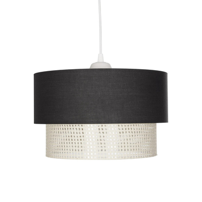 GloboStar® SISSIE 203-0140 Μοντέρνο Κρεμαστό Φωτιστικό Καπέλο Μονόφωτο 1 x E27 IP20 Γκρι & Λευκό Ύφασμα -Μ30 x Π30 x Υ93cm