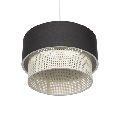 GloboStar® SISSIE 203-0140 Μοντέρνο Κρεμαστό Φωτιστικό Καπέλο Μονόφωτο 1 x E27 IP20 Γκρι & Λευκό Ύφασμα -Μ30 x Π30 x Υ93cm