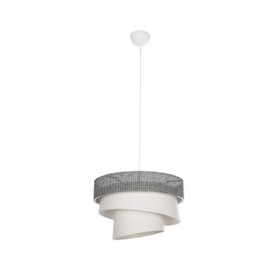 GloboStar® SIERA 203-0170 Μοντέρνο Κρεμαστό Φωτιστικό Καπέλο Μονόφωτο 1 x E27 IP20 Γκρι & Λευκό Ύφασμα - Μ38 x Π38 x Υ95cm