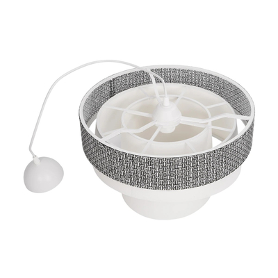 GloboStar® SIERA 203-0170 Μοντέρνο Κρεμαστό Φωτιστικό Καπέλο Μονόφωτο 1 x E27 IP20 Γκρι & Λευκό Ύφασμα - Μ38 x Π38 x Υ95cm