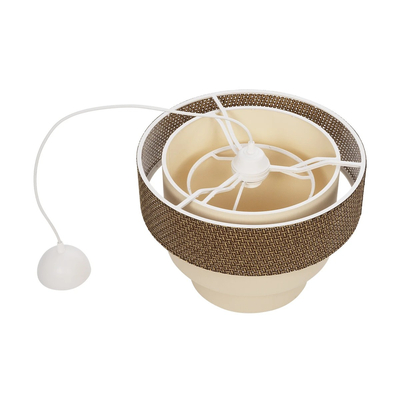 GloboStar® LEVEL 203-0172 Μοντέρνο Κρεμαστό Φωτιστικό Καπέλο Μονόφωτο 1 x E27 IP20 Σκούρο Καφέ & Λευκό Ύφασμα - Μ38 x Π38 x Υ95cm