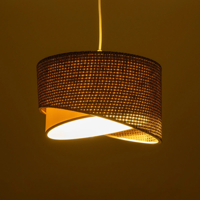 GloboStar® LILI 203-0177 Μοντέρνο Κρεμαστό Φωτιστικό Καπέλο Μονόφωτο 1 x E27 IP20 Σκούρο Καφέ & Μαύρο Ύφασμα - Μ30 x Π30 x Υ95cm