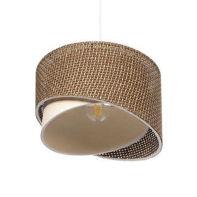 GloboStar® LILI 203-0177 Μοντέρνο Κρεμαστό Φωτιστικό Καπέλο Μονόφωτο 1 x E27 IP20 Σκούρο Καφέ & Μαύρο Ύφασμα - Μ30 x Π30 x Υ95cm