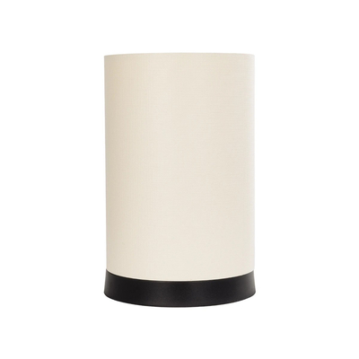 GloboStar® CYLINDER 203-0183 Μοντέρνο Επιτραπέζιο Φωτιστικό Μονόφωτο 1 x E27 IP20 Μαύρη Βάση με Λευκό Υφασμα - Μ14 x Π14 x Υ21cm