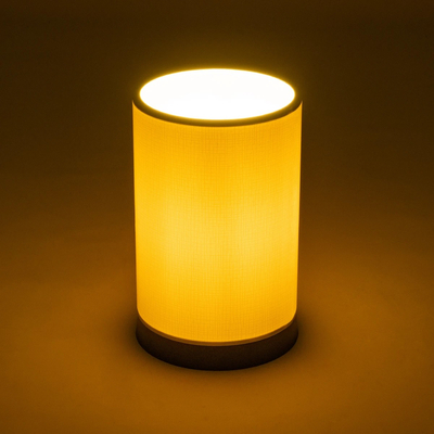 GloboStar® CYLINDER 203-0183 Μοντέρνο Επιτραπέζιο Φωτιστικό Μονόφωτο 1 x E27 IP20 Μαύρη Βάση με Λευκό Υφασμα - Μ14 x Π14 x Υ21cm