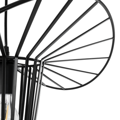 GloboStar® LUMINOVA 61462 Μοντέρνο Κρεμαστό Φωτιστικό Πλέγμα Μονόφωτο 1 x E27 IP20 Μαύρο Σχοινί με Μαύρο Σύρμα - Μ42 x Π42 x Υ20.5cm