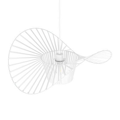 GloboStar® LUMINOVA 61465 Μοντέρνο Κρεμαστό Φωτιστικό Πλέγμα Μονόφωτο 1 x E27 IP20 Λευκό Σχοινί με Λευκό Σύρμα - Μ65 x Π65 x Υ25cm