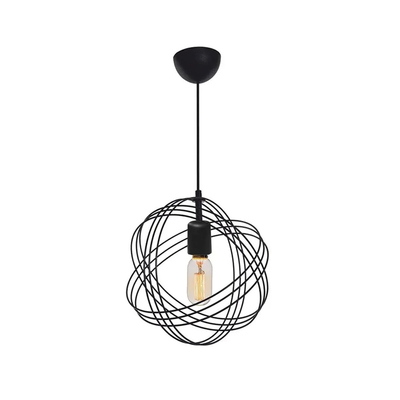 GloboStar® GLOWN 201-0023 Μοντέρνο Κρεμαστό Φωτιστικό Πλέγμα Μονόφωτο 1 x E27 IP20 Μαύρο & Χάλκινο Μέταλλο -  Μ30x Π30 x Υ70cm