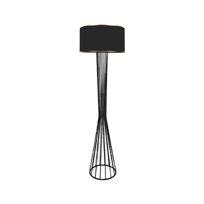 GloboStar® NOVA 201-0037 Μοντέρνο Επιδαπέδιο Φωτιστικό 1 x E27 IP20 Μαύρο Μεταλλό με Μαύρο Ύφασμα - Μ38 x Π38 x Υ155cm