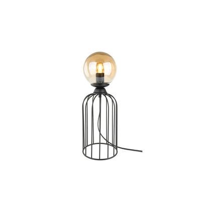 GloboStar® ZENITH 201-0094 Vintage Επιτραπέζιο Φωτιστικό Μπάλα Μονόφωτο 1 x E27 IP20 Μαύρο Μέταλλο με Μελί Γυαλί - Μ16 x Π16 x Υ46cm