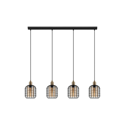 GloboStar® PULSAR 201-0103 Vintage Κρεμαστό Φωτιστικό Ράγα Πολύφωτο 4 x E27 IP20 Μαύρο Μέταλλο - Μ70 x Π20 x Υ80cm