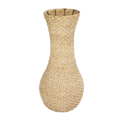 GloboStar® Artificial Garden SANDIAGO 21233 Διακοσμητικό Πλεκτό Καλάθι - Κασπώ Γλάστρα - Flower Pot Μπεζ Π30 x M30 x Υ60cm