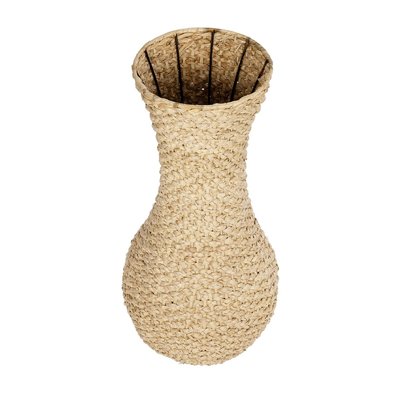 GloboStar® Artificial Garden SANDIAGO 21233 Διακοσμητικό Πλεκτό Καλάθι - Κασπώ Γλάστρα - Flower Pot Μπεζ Π30 x M30 x Υ60cm