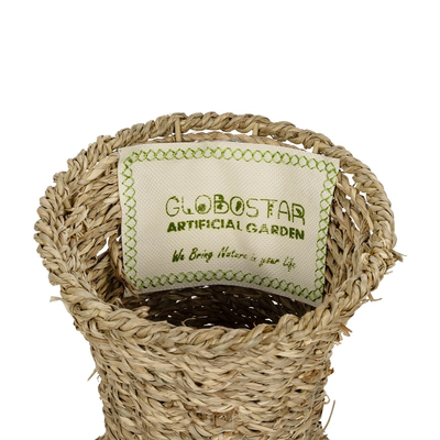 GloboStar® Artificial Garden MAUI 21242 Διακοσμητικό Πλεκτό Καλάθι - Κασπώ Γλάστρα - Flower Pot Μπεζ Π22 x M22 x Υ40cm