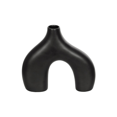 GloboStar® Artificial Garden TOLEDO 21249 Διακοσμητικό Κεραμικό Βάζo Μαύρο Π27 x Μ6 x Υ24 cm